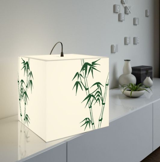 Discover Green Bamboo Square Cube Lamp
