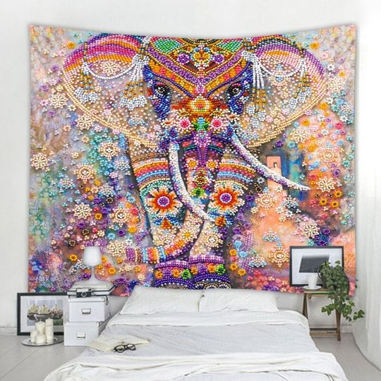 Discover Elephant Tapestry Pearl Mosaic Style Wall Hanging Bohemian Mandala Indian Elephant Tapestries Wall Decor