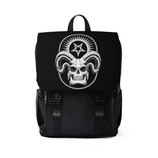Discover Devil Skull Goth Occult Dark Art Metal Gothic Pagan Unisex Casual Shoulder Backpack