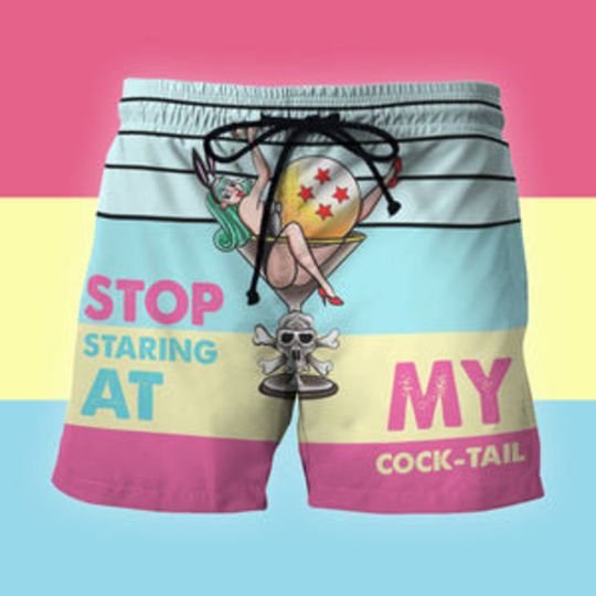Discover Stop Starring At My Cock-tail Funny Design Beach Shorts For Men