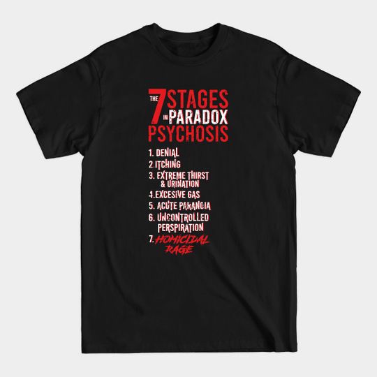 Discover UMBRELLA ACADEMY 2: THE 7 STAGES IN PARADOX PSYCHOSIS (BLACK/GRUNGE) - Umbrella Academy - T-Shirt