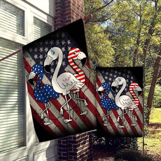 Discover Happy Independence Day Flamingo Flag
