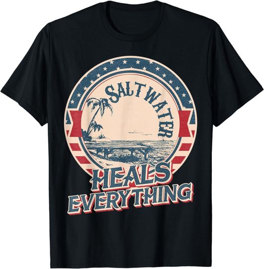 Discover Saltwater Heals Everything Sea Lovers Vintage T-Shirt