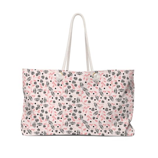 Discover Black Flowers Weekender Bag