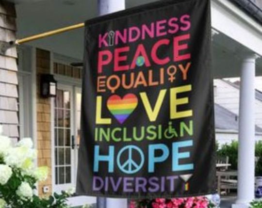 Discover Kindness Peace Equality Love Inclusion Hope Diversity House Flag