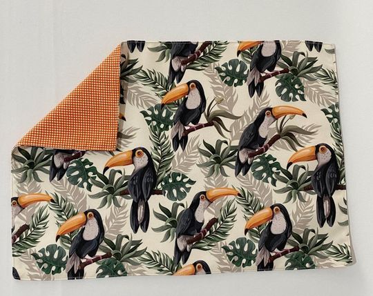 Discover Toucan Pattern Digital Printed Fabric Placemat