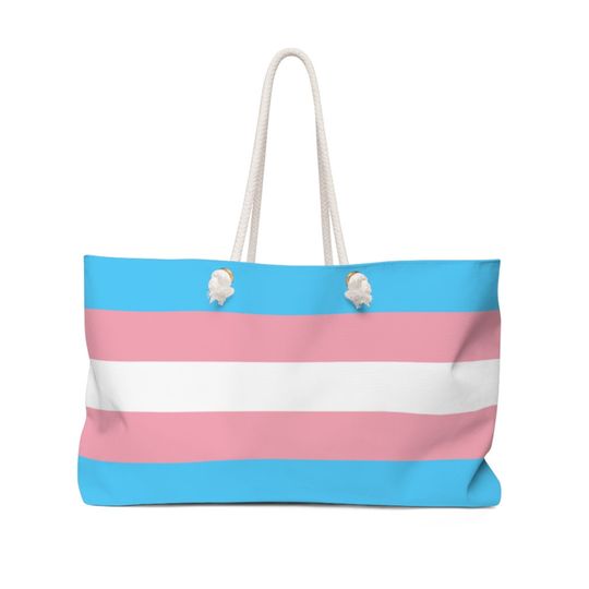 Discover Trans Flag Weekender Bag, Trans Pride Beach Bag