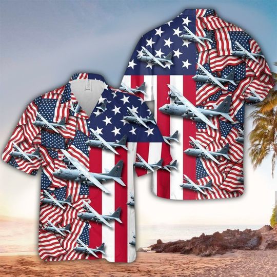 Discover Plane & American Flag Hawaiian Shirt
