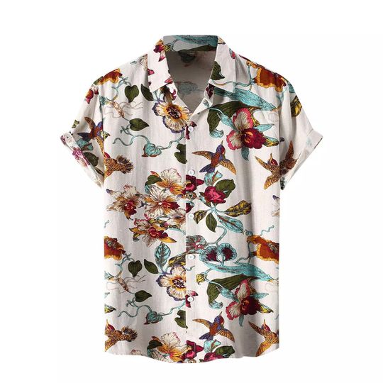 Discover Birds Floral  Hawaiian Aloha Shirt