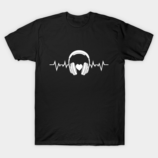 Discover Music Heartbeat Sound Love Headphones Heart Rate - Heartbeat Sound Gifts - T-Shirt