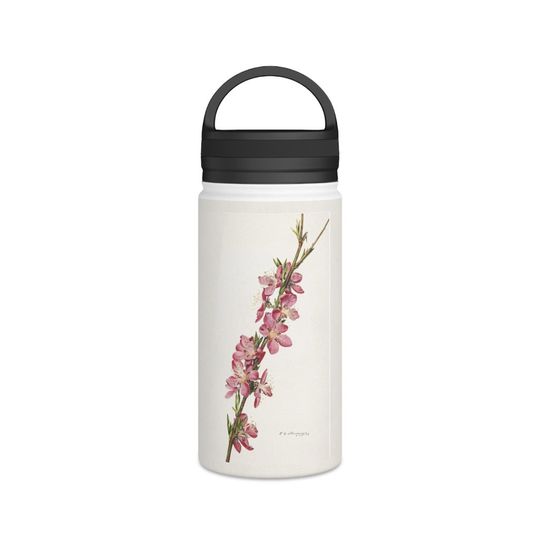 Discover Peach Flower Stainless Steel Water Bottle, Handle Lid | Bottle Gift