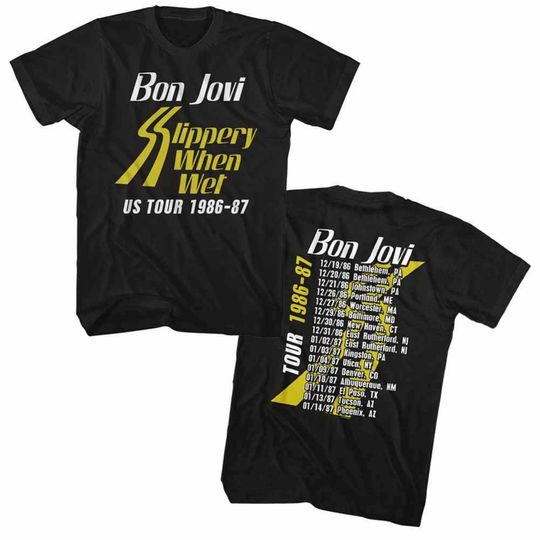 Discover Bon Jovi Slippery When Wet Tour Black Adult T-Shirt