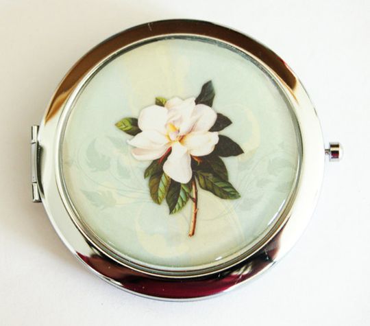 Discover Flower compact mirror, mirror, pocket mirror, purse mirror