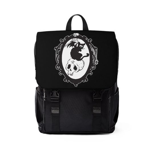 Discover Cat Skull Goth Occult Dark Art Metal Gothic Pagan Unisex Casual Shoulder Back