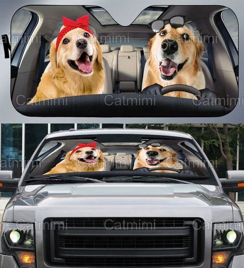 Discover Golden Retriever Car Sun Shade