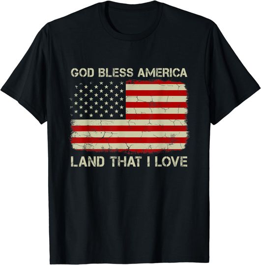 Discover Vintage Old American Flag God Bless America Land That I Love T-Shirt