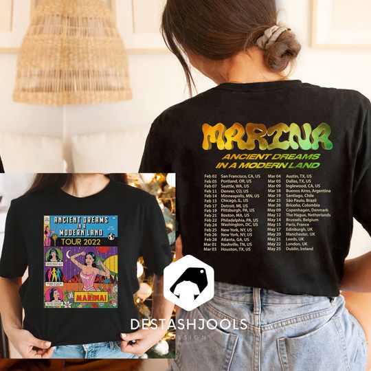 Discover Marina And The Diamonds Ancient Dreams In A Modern Land Tour 2022 Double Sided Shirt-Ancient Dreams in a Modern Land Tour 2022 Shirt