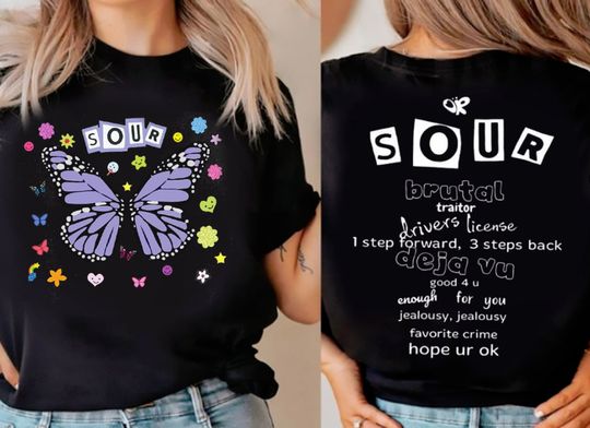 Discover Olivia Rodrigo Sour Butterfly Unisex Sweatshirt, Sour Album Merch, Olivia Rodrigo Sweatshirt, Good 4 U Shirt