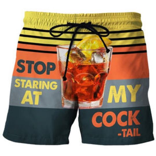 Discover Starring At My Cocktail Funny Design Beach Shorts