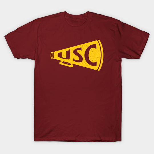 Discover Vintage Megaphone - U.S.C. Trojans (Yellow U.S.C. Wordmark) - Usc Trojans - T-Shirt