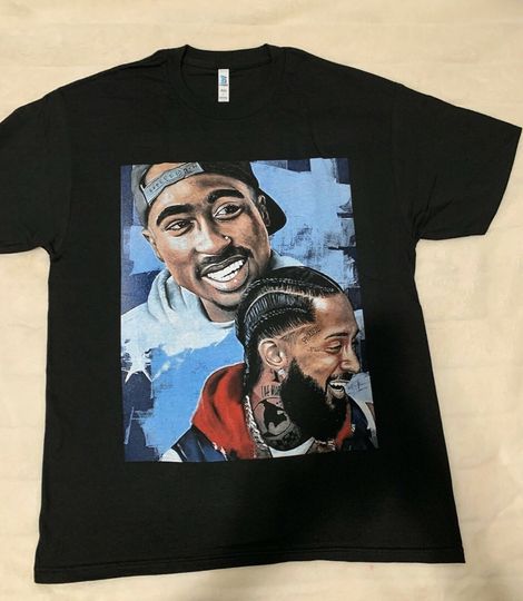 Discover Nipsey Hussle 2pac T-Shirt Hip Hop Rap pop Fashion Unisex Thug Life Death Row Shirt (Sneaker Not Included)