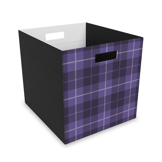 Discover Felt Storage Box, Scottish Tartan Plaid, Purple