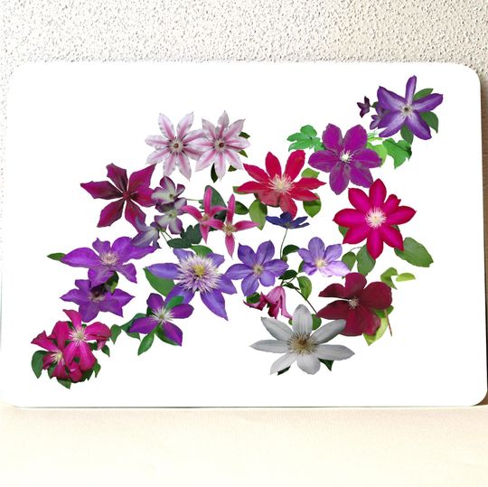 Discover Cascade of Clematis glass cutting board