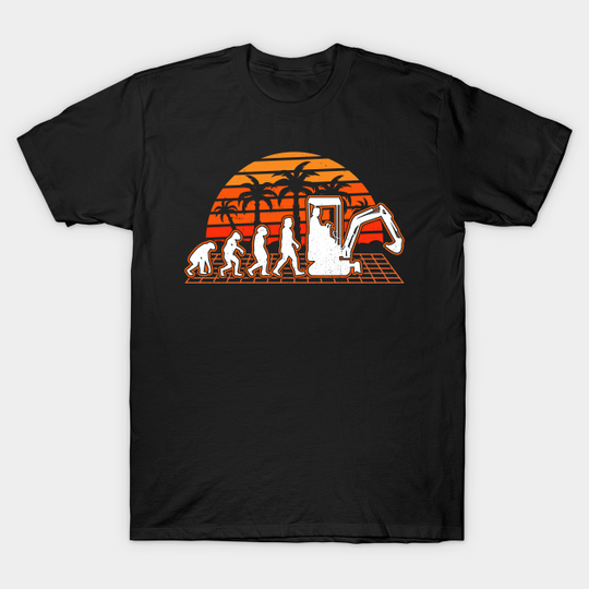 Discover Excavator Operator Evolution Sunset - Excavator - T-Shirt