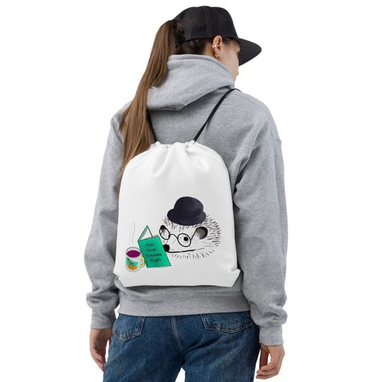 Discover Cute Hedgehog Drawstring Backpack Bag 15x17 inches