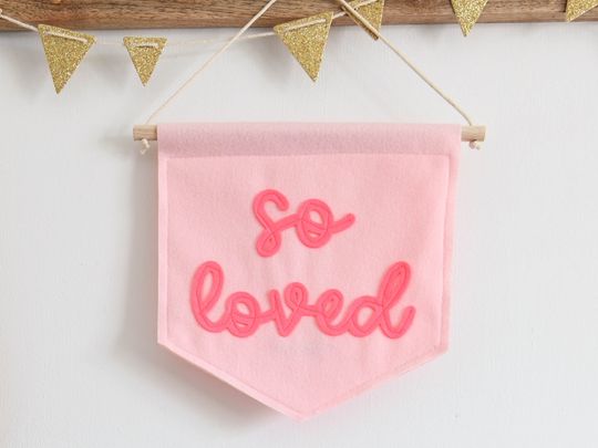 Discover So Loved mini felt banner Nursery wall decor kids room flag