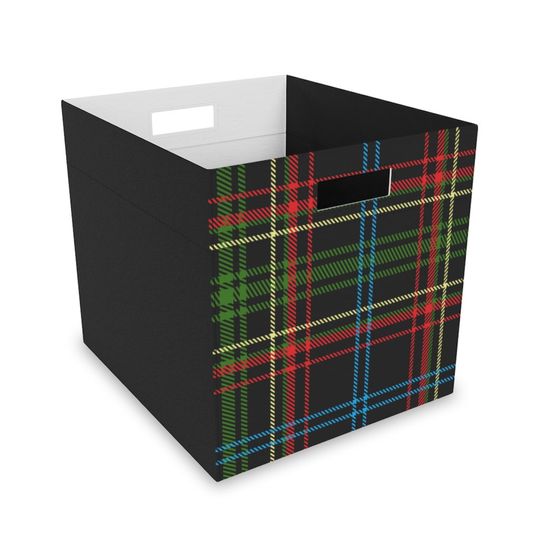Discover Felt Storage Box, Scottish Tartan Plaid, Red, Blue, Green
