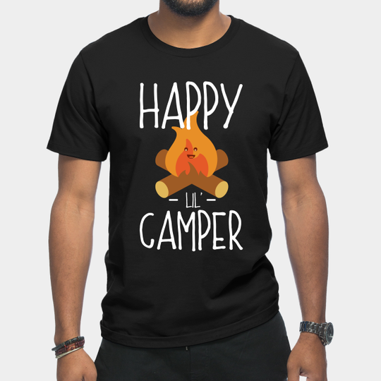 Discover Happy Lil (Little) Camper - Camping Campfire Cartoon - Camping - T-Shirt