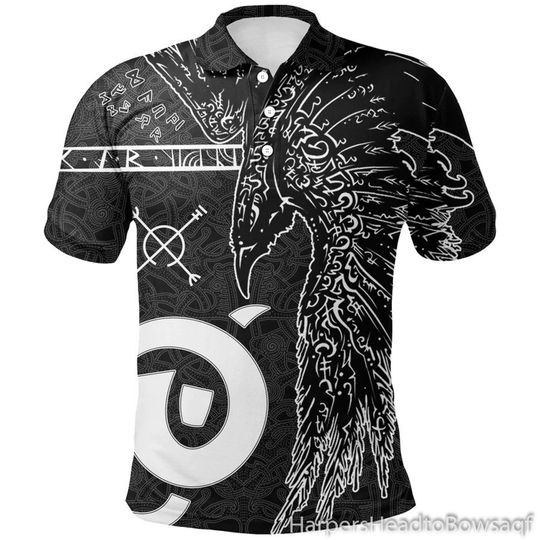 Discover Viking Raven Norse mythology Tattoo Polo Shirt All Over Printed