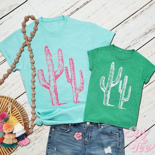 Discover Cactus Shirt, Mom and me shirts, Plant lover gift, Botanical shirt, Gardening shirt