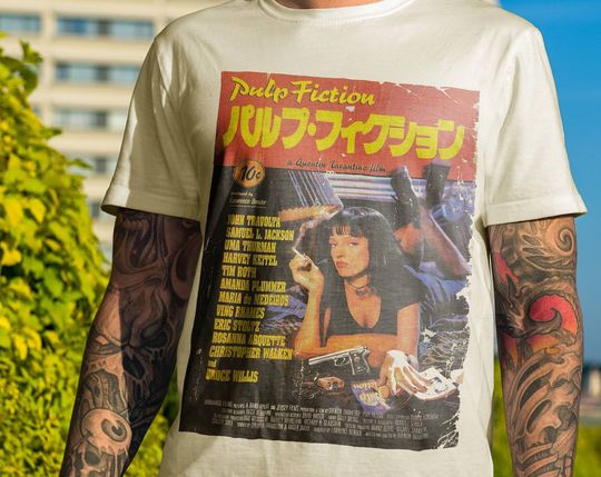 Discover Pulp Fiction Japanese Logo Poster T-Shirt
