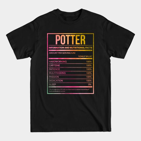 Discover Awesome And Funny Nutrition Label Pottery Saying Quote For A Birthday Or Christmas - Pottery - T-Shirt