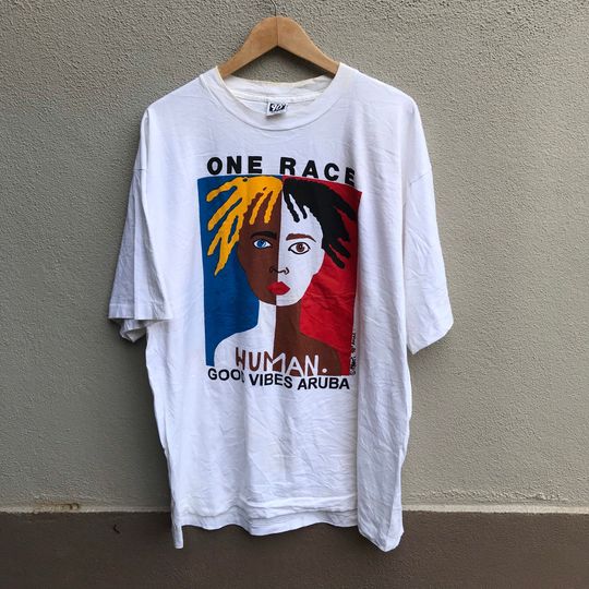 Discover Vintage rare 90s ONE RACE HUMAN art t shirt
