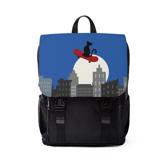 Discover Cat On Skateboard Unisex Casual Shoulder Backpack