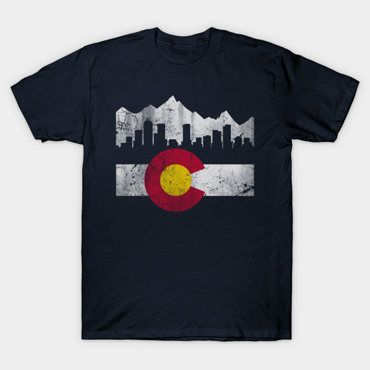 Discover Vintage State of Colorado Flag Skyline - Colorado - T-Shirt