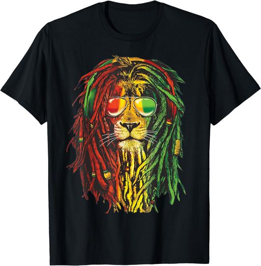 Discover Rasta Reggae Lion Sunglass Art Gift for Rastafarian Lover T-Shirt