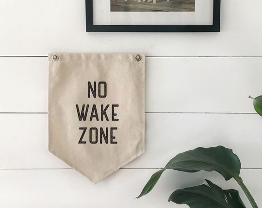 Discover Beach Wall Decor, No Wake Zone Pennant Flag, Wall Art Hanging Banner, Coastal Home Decor for Summer