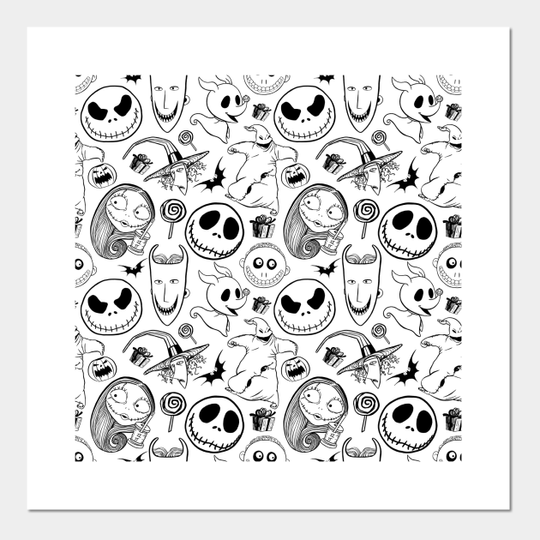 Discover Nightmare before christmas pattern - Tim Burton - Posters and Art Prints