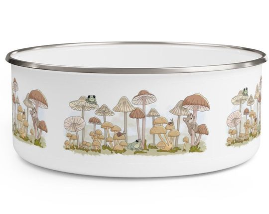 Discover Mushroom Bowl | Enamel Storage Bowl with Lid | Enamelware (2 sizes)