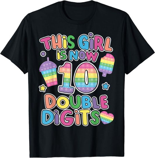 Discover This girl is now 10 double digit Pop It 10th Birthday Fidget T-Shirt