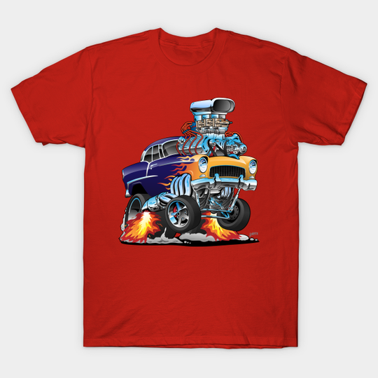 Discover Classic Fifties Hot Rod Muscle Car Cartoon - Car - T-Shirt