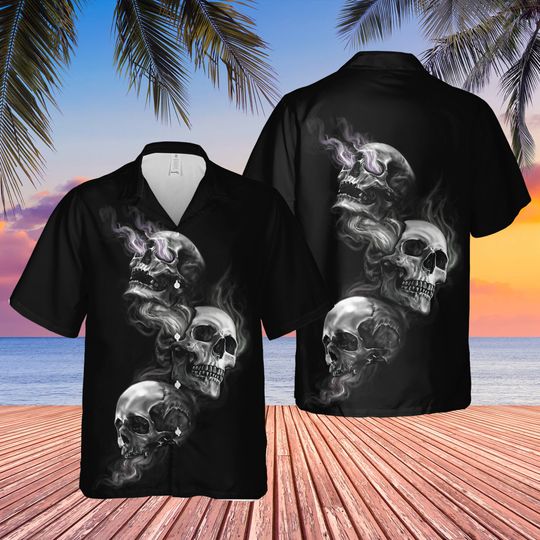 Discover Skull Hear no evil Goth Skull Hawaii Shirt