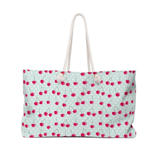 Discover Cherry Print Weekender Tote Bag - Stylish Beach Bag