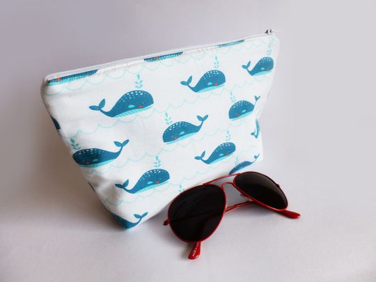 Discover Whale Cotton Cosmetic Bag