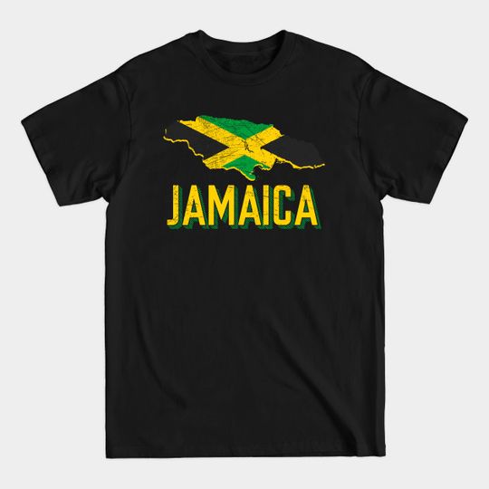 Discover Jamaica Map Jamaican Flag - Jamaica - T-Shirt