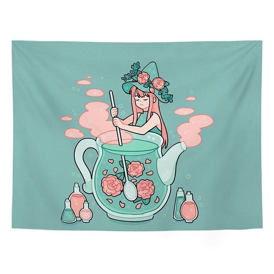 Discover Kawaii Girl Wall Tapestry - Anime Art